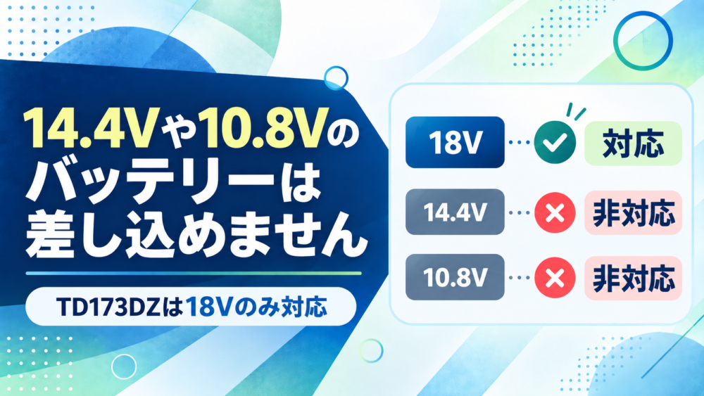 14.4Vや10.8Vのバッテリーは差し込めません